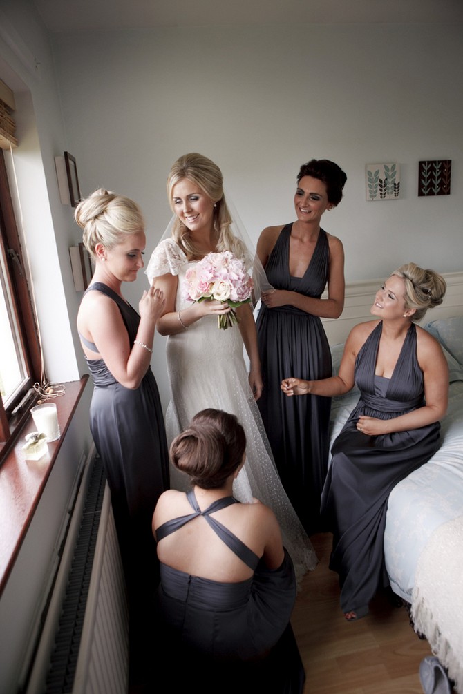 grey bridesmaids dresses long